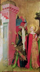 Sainte Barbe enfermée dans une tour par son père, du retable de Sainte Barbe